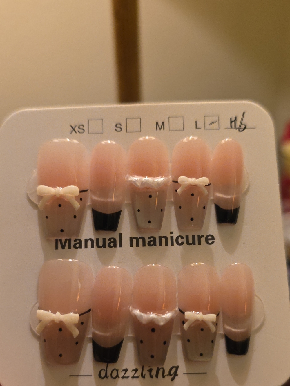 Dazzling False Nail Set with Bow Accent - Size Large